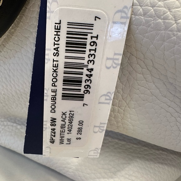 Dooney & Bourke White and Black Leather Tote Bag - Picture 3 of 5